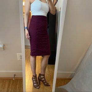 Express Burgundy Lace Detail Pencil Skirt